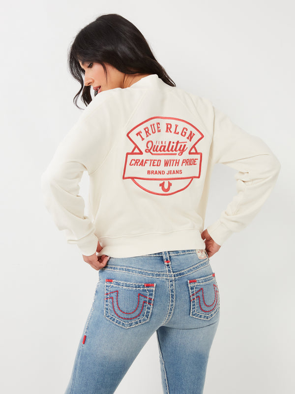 True Religion Branded Bomber Jacket Winter White