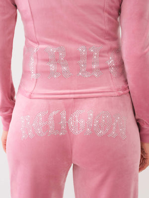 True Religion Crystal Wings Jacket Velour Heather Rose-True Religion