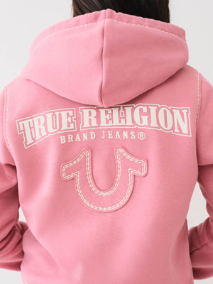 True Religion Big T Zip Up Hoodie Heather Rose-True Religion
