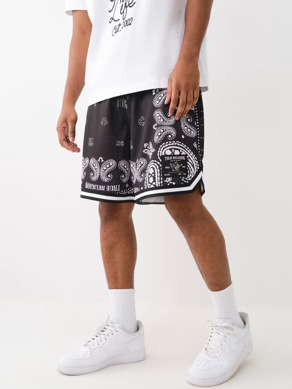 True Religion Bandana Shorts Sublimation Jet Black