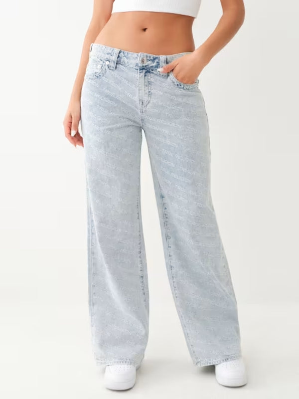 True Religion Bobbi Jeans Monogram Baggy Leaping Water