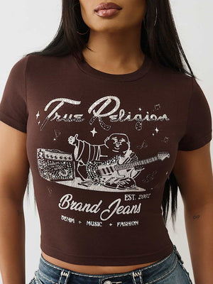 True Religion T-Shirt Crystal Buddha Ss Baby Chicory Coffee