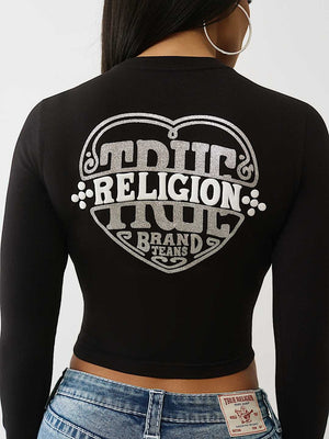 True Religion T-Shirt Glitter Puff Heritage Baby Black