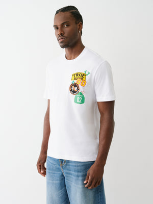 True Religion Ss Freeway Patch Tee Optic White-True Religion