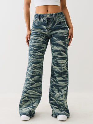 True Religion Crinkle Wash Katrina Hr Flare Lagoon Azure-True Religion