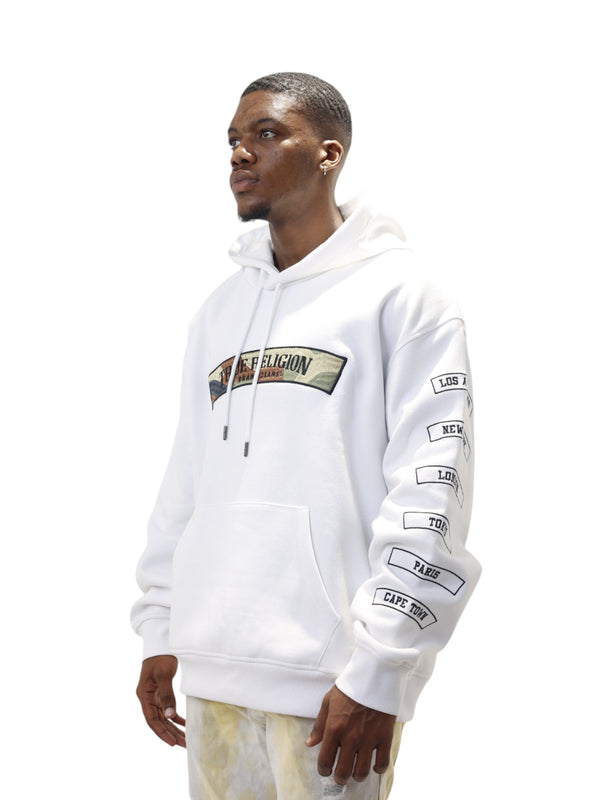 True Religion Relaxed Hoodie Embro Optic White