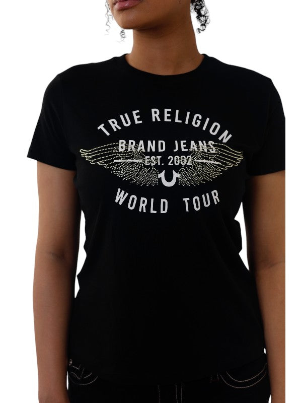 True Religion Retro T-Shirt Crystal Slim Jet Black