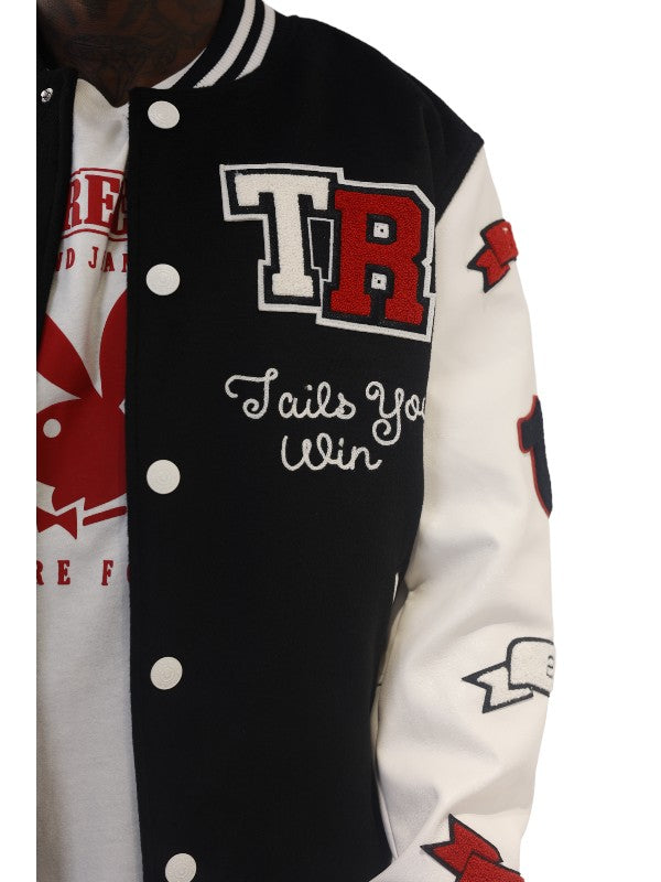 True Religion Varsity Jacket Good Bunny Black-Winter White