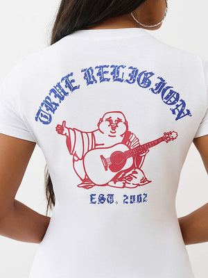 True Religion T-Shirt Crystal Crew Neck Optic White