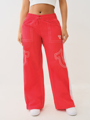 True Religion Tr Big T Nyln Track Pants Flame Scarlet-True Religion