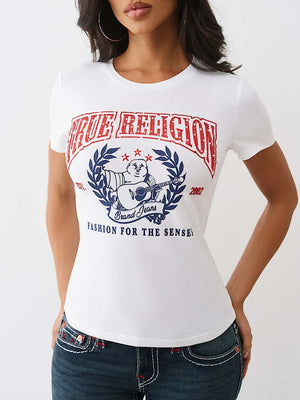 True Religion T-Shirt Crystal Buddha Ss Optic White
