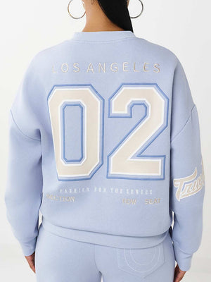 True Religion Sweater Boyfriend Pullover Brunnera Blue