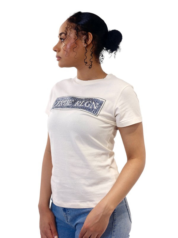 True Religion Sequins T-Shirt Ladies Winter White