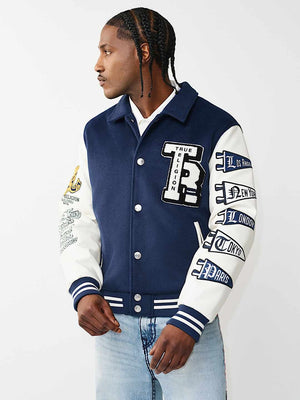 TRUE RELIGION JACKET VARSITY MIDNIGHT BLUE