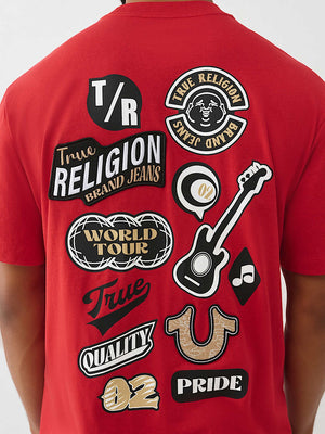 True Religion T-Shirt Embroidery Patch Trv Red