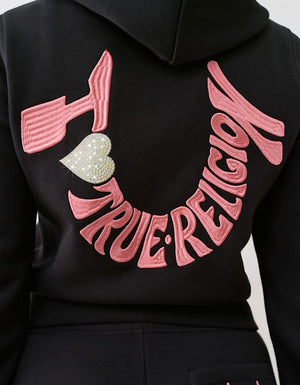 True Religion I Love Tr Classic Zip Hoodie Jet Black