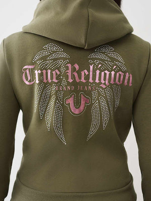 True Religion Jacket Wings Shrunken Zip Up Kalamata