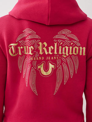 True Religion Jacket Wings Shrunken Zip Up Cerise