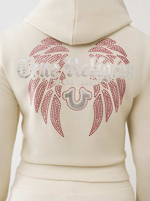 True Religion Jacket Wings Shrunken Zip Up Winter White