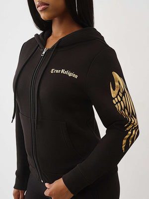 True Religion Hoodie Tr Wings Zip Up Jet Black