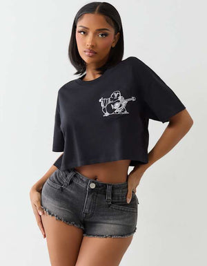 True Religion Embroidered Buddha Tee Jet Black