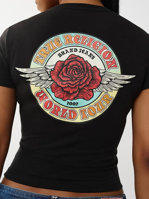 True Religion T-Shirt Tr Rose Notch Baby Jet Black