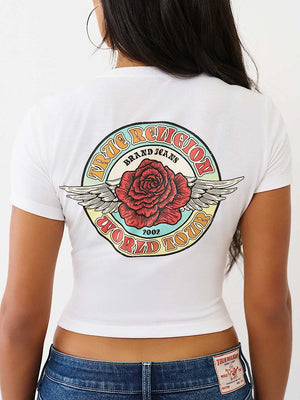 True Religion T-Shirt Tr Rose Notch Baby Optic White