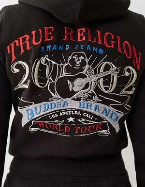 True Religion Lurex Buddha Zip Up Hoodie Jet Black
