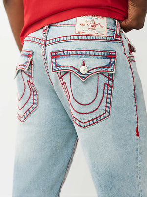 TRUE RELIGION JEANS BOBBY SUPER T FLAP 32IN PLAYMAKER FADED INDIGO LT WASH