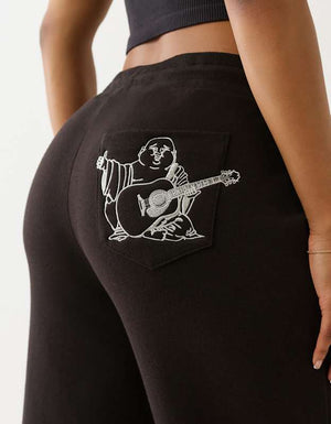 True Religion Lurex Buddha Straight Leg Pant Jet Black