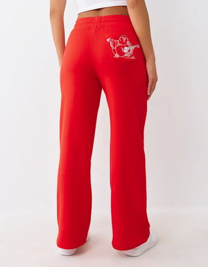 True Religion Lurex Buddha Straight Leg Pant Flame Scarlet