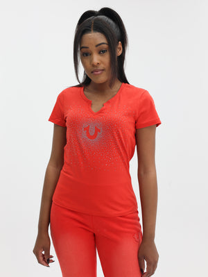 True Religion Crystal Hs Tee Poppy Red