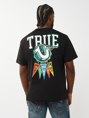 TRUE RELIGION T-SHIRT HS PENNANTS JET BLACK
