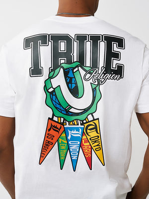 TRUE RELIGION T-SHIRT HS PENNANTS OPTIC WHITE