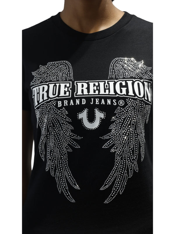 True Religion Crystal Wings T-Shirt Jet Black