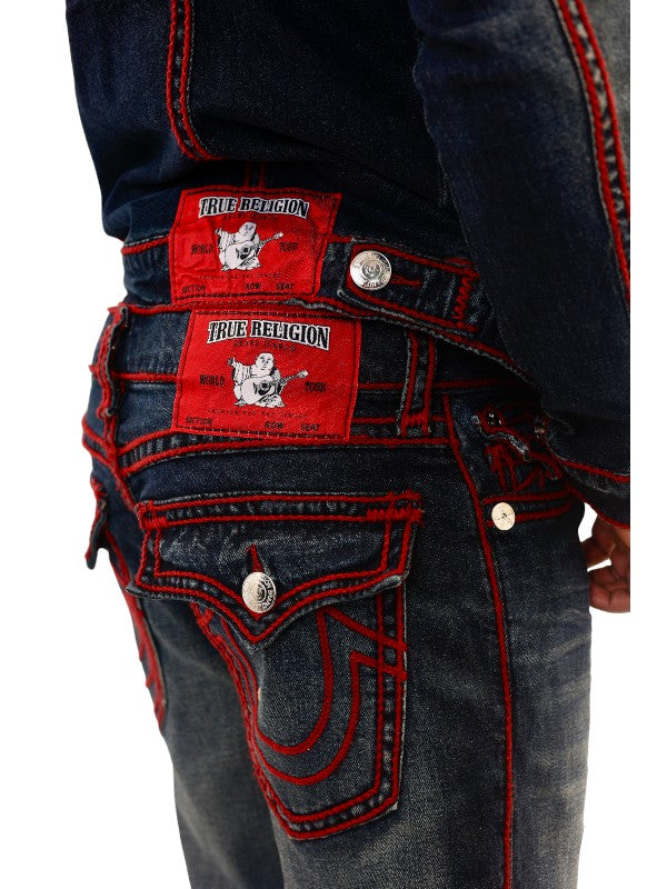 True Religion Ricky Jeans Rope Stitch Flap Berlin Dark Wash