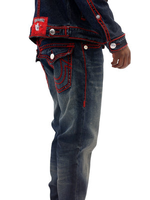 True Religion Ricky Jeans Rope Stitch Flap Berlin Dark Wash-True Religion