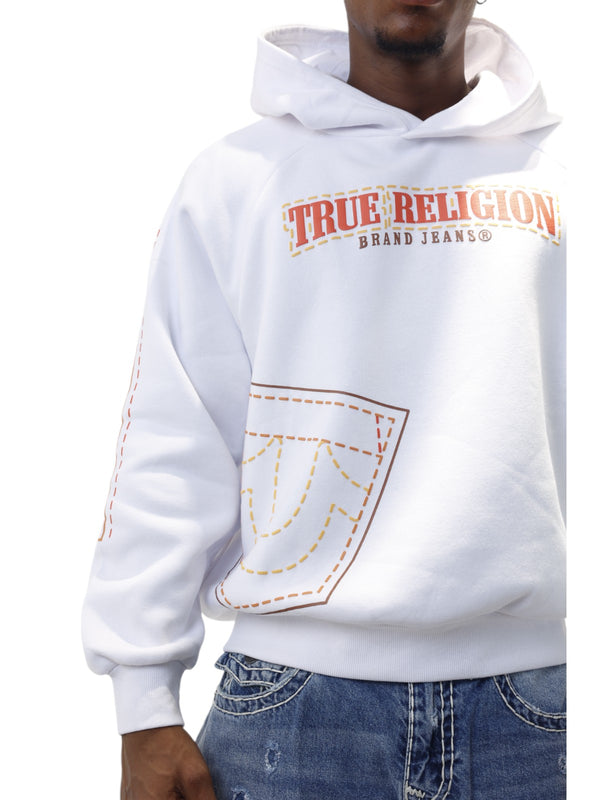 True Religion Printed Big T Hoodie Optic White