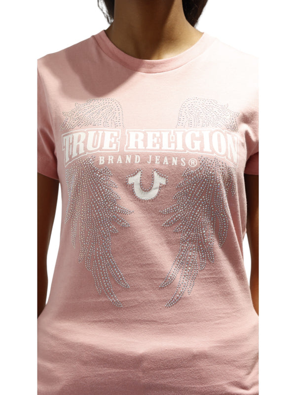 True Religion Crystal Wings T-Shirt Rosebud