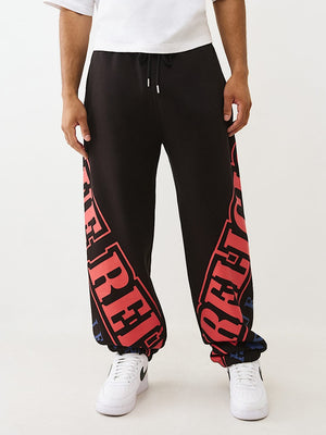 True Religion Jogger Overt Arch Logo Baggy Jet Black