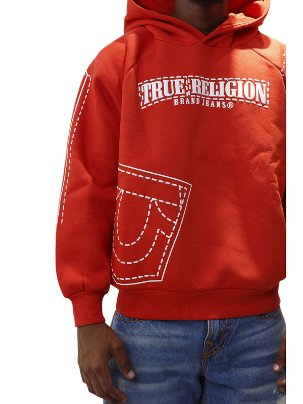 True Religion Printed Big T Hoodie Washed Red