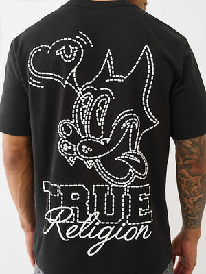 True Religion T-Shirt Ss Puff Cat Jet Black