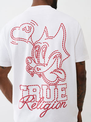 True Religion T-Shirt Ss Puff Cat Optic White