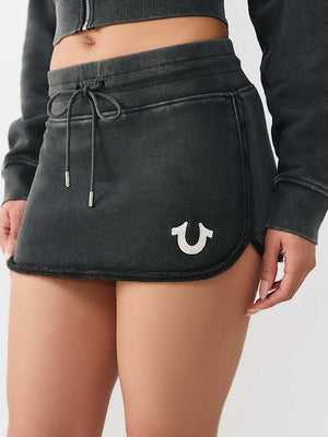 TRUE RELIGION SKIRT MINI VINTAGE WASHED JET BLACK