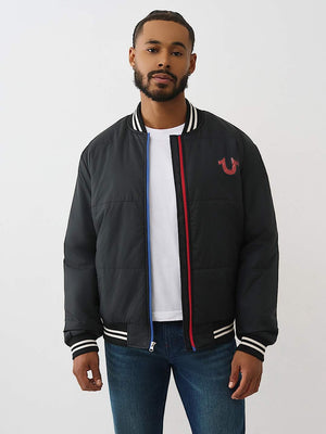 TRUE RELIGION JACKET TWO TONE PUFFER JET BLACK