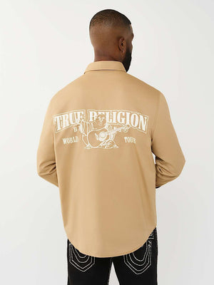 True Religion Shirt Arch Ls Ctn Twill Travertine
