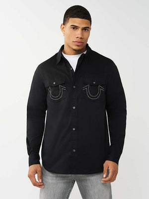 True Religion Shirt Arch Ls Ctn Twill Black
