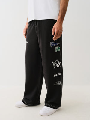 True Religion Reverse Terry Baggy Sweatpant Jet Black-True Religion