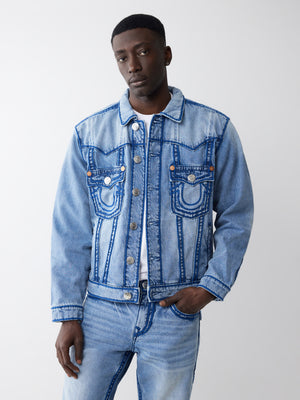 True Religion Oversize Rope Stitch Jimmy Jkt Rocky Point Light Wash-True Religion