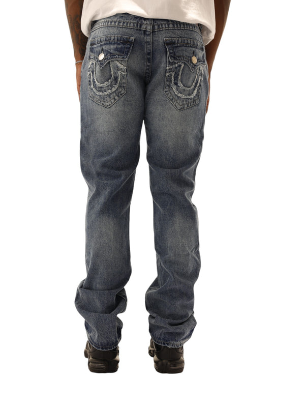 True Religion Ricky Jeans Raw Edge Cephus Medium Wash